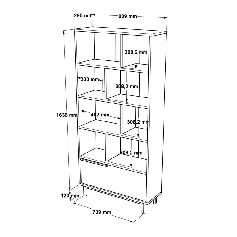 Nilena Bogreol 83,9x175,6x29,5 cm - Eg og hvid - Opbevaring - Hylder & Reoler - Bogreol