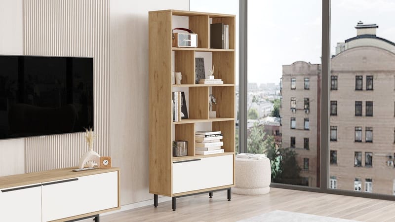 Nilena Bogreol 83,9x175,6x29,5 cm - Eg og hvid - Opbevaring - Hylder & Reoler - Bogreol