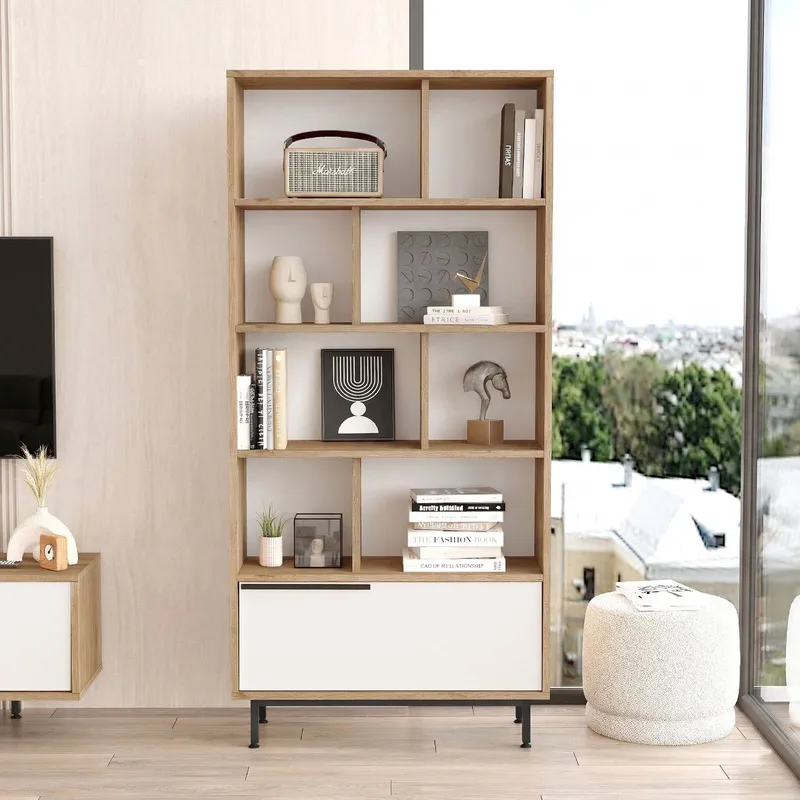 Nilena Bogreol 83,9x175,6x29,5 cm - Eg og hvid - Opbevaring - Hylder & Reoler - Bogreol