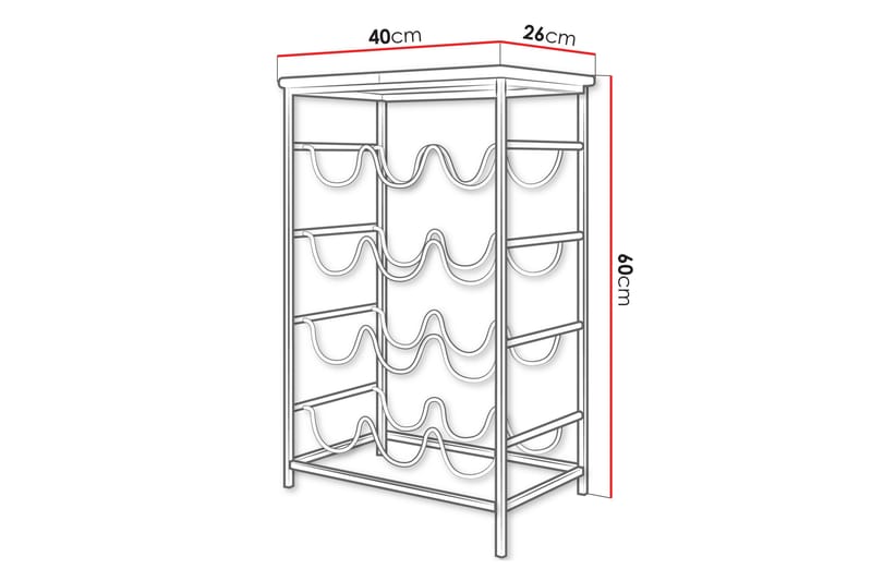 Haru Vinstativ 40x26 cm 60x - Sort - Opbevaring - Hylder & Reoler - Opbevaringshylde - Vinstativ & vinhylde