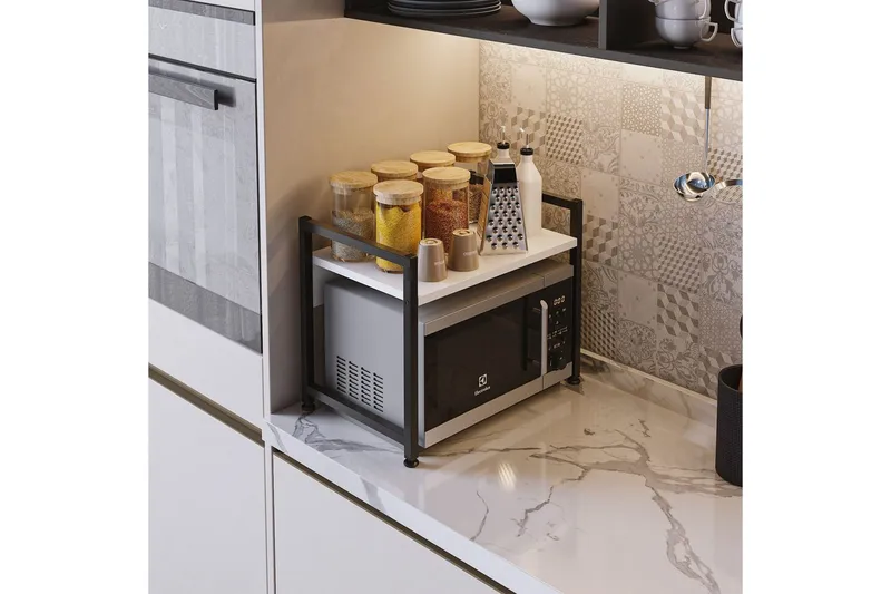 Køkkenhylde Kunimitsu Hvid / Sort - Hvid / Sort - Opbevaring - Hylder & Reoler - Opbevaringshylde - Krydderihylde & krydderistativ