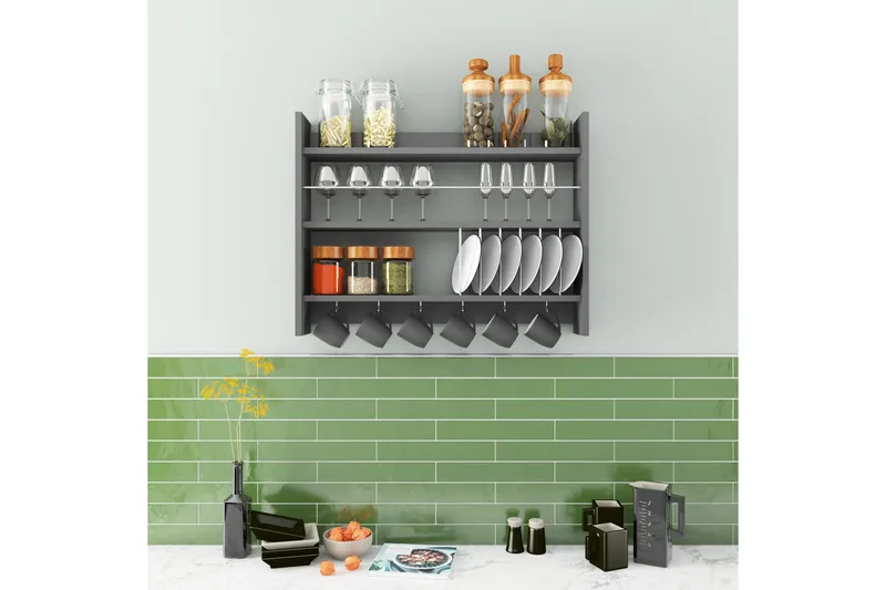 Lesince Krydderihylde 85x15 cm - Antracit - Opbevaring - Hylder & Reoler - Opbevaringshylde - Krydderihylde & krydderistativ