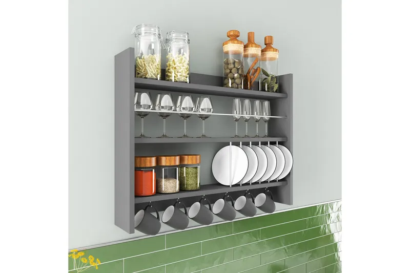 Lesince Krydderihylde 85x15 cm - Antracit - Opbevaring - Hylder & Reoler - Opbevaringshylde - Krydderihylde & krydderistativ