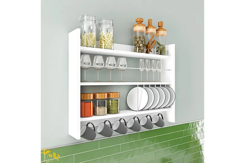 Lesince Krydderihylde 85x15 cm - Hvid - Opbevaring - Hylder & Reoler - Opbevaringshylde - Krydderihylde & krydderistativ