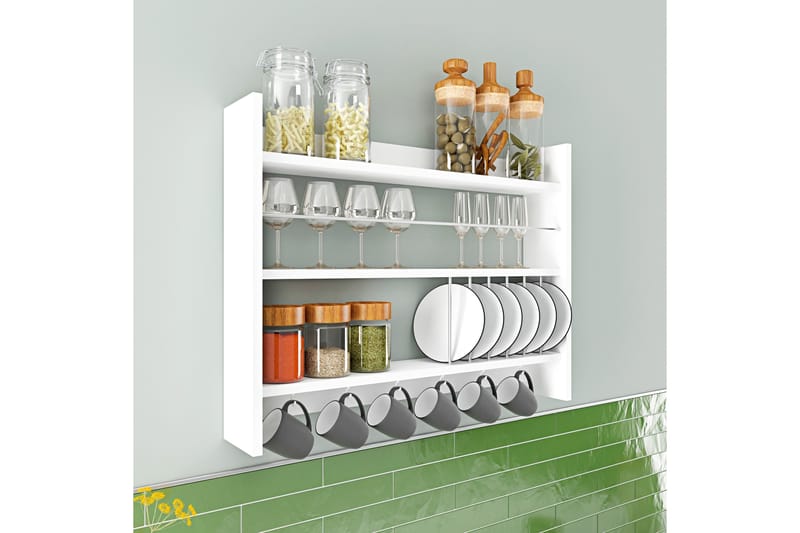 Lesince Krydderihylde 85x15 cm - Hvid - Opbevaring - Hylder & Reoler - Opbevaringshylde - Krydderihylde & krydderistativ