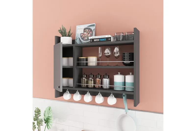 Nivillac Krydderihylde 85x15 cm - Antracit - Opbevaring - Hylder & Reoler - Opbevaringshylde - Krydderihylde & krydderistativ