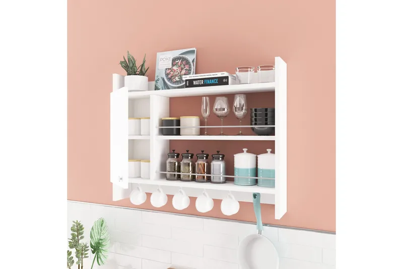 Hvid Nivillac Krydderihylde 85x15 cm