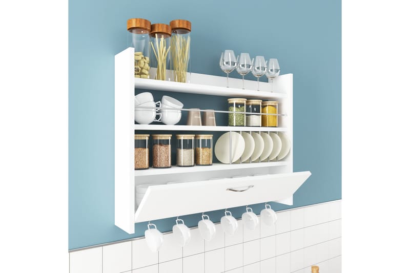 Rovdane Krydderihylde 85x15 cm - Hvid - Opbevaring - Hylder & Reoler - Opbevaringshylde - Krydderihylde & krydderistativ