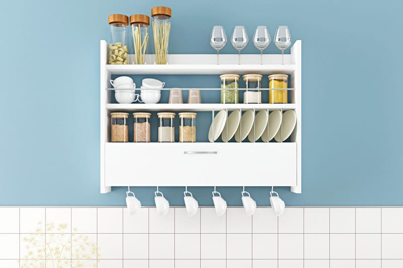 Hvid Rovdane Krydderihylde 85x15 cm