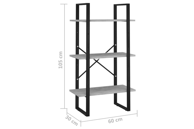 opbevaringsreol 60x30x105 cm spånplade betongrå - Grå - Opbevaring - Hylder & Reoler - Opbevaringshylde - Lagerhykde