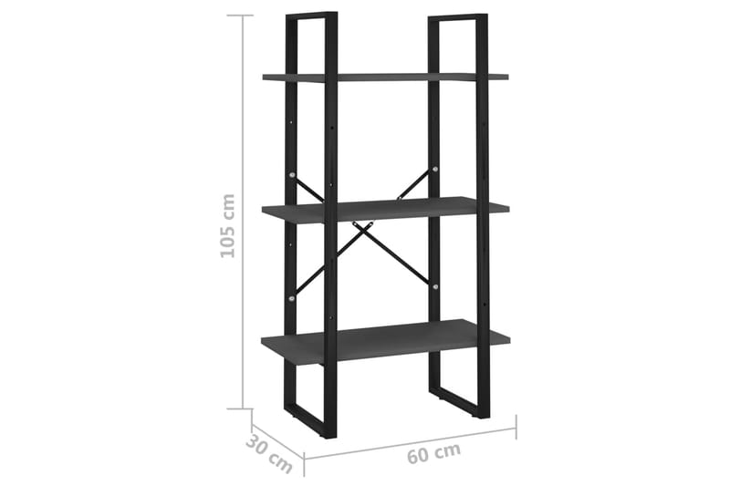 opbevaringsreol 60x30x105 cm spånplade grå - Grå - Opbevaring - Hylder & Reoler - Opbevaringshylde - Lagerhykde