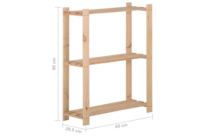 opbevaringsreol i 3 niveauer 60x28,5x90 cm massivt fyrretræ - Brun - Opbevaring - Hylder & Reoler - Opbevaringshylde - Lagerhykde