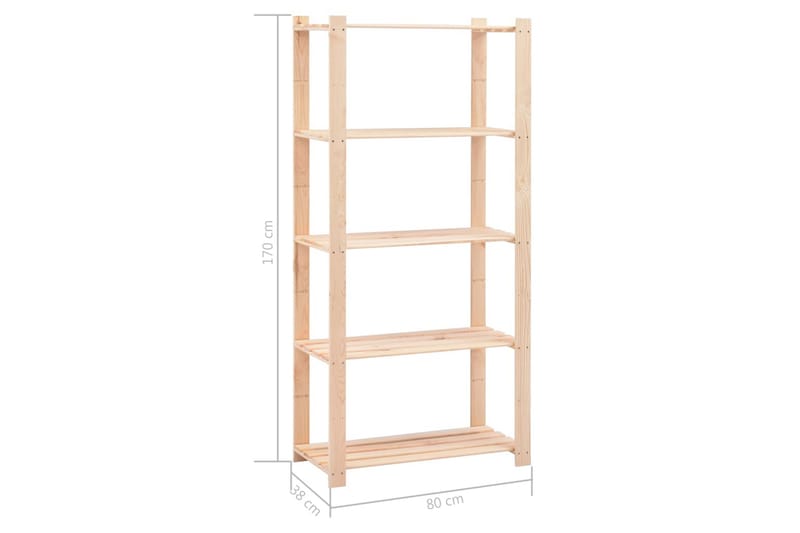 opbevaringsreol i 5 niveauer 80 x 38 x 170 cm FSC fyrretræ - Opbevaring - Hylder & Reoler - Opbevaringshylde - Lagerhykde