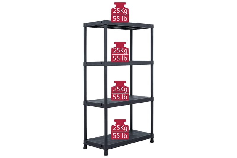 Opbevaringsreol Sort 100 Kg 60 X 30 X 138 Cm Plastik - Sort - Opbevaring - Hylder & Reoler - Opbevaringshylde - Lagerhykde