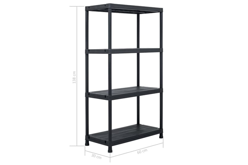 Opbevaringsreol Sort 100 Kg 60 X 30 X 138 Cm Plastik - Sort - Opbevaring - Hylder & Reoler - Opbevaringshylde - Lagerhykde