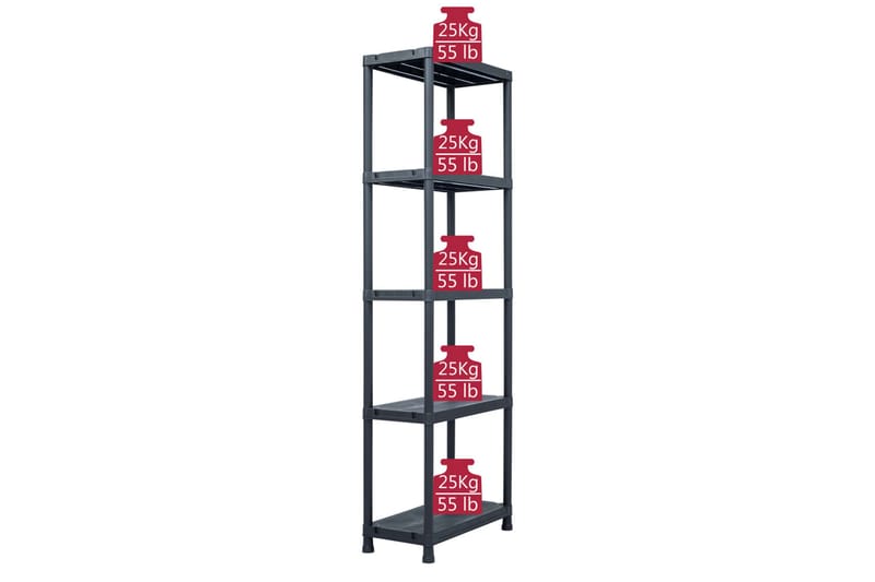 Opbevaringsreol Plastik 125 Kg 60 X 30 X 180 Cm Sort - Sort - Opbevaring - Hylder & Reoler - Opbevaringshylde - Lagerhykde