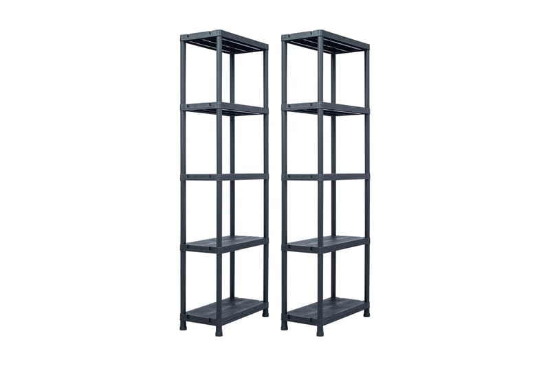 Opbevaringsreoler 2 Stk. 125 Kg 60 X 30 X 180 Cm Plastik - Sort - Opbevaring - Hylder & Reoler - Opbevaringshylde - Lagerhykde