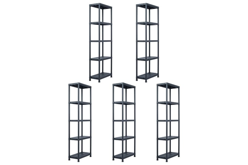Opbevaringsreoler 5 Stk. 125 Kg 60 X 30 X 180 Cm Plastik - Sort - Opbevaring - Hylder & Reoler - Opbevaringshylde - Lagerhykde