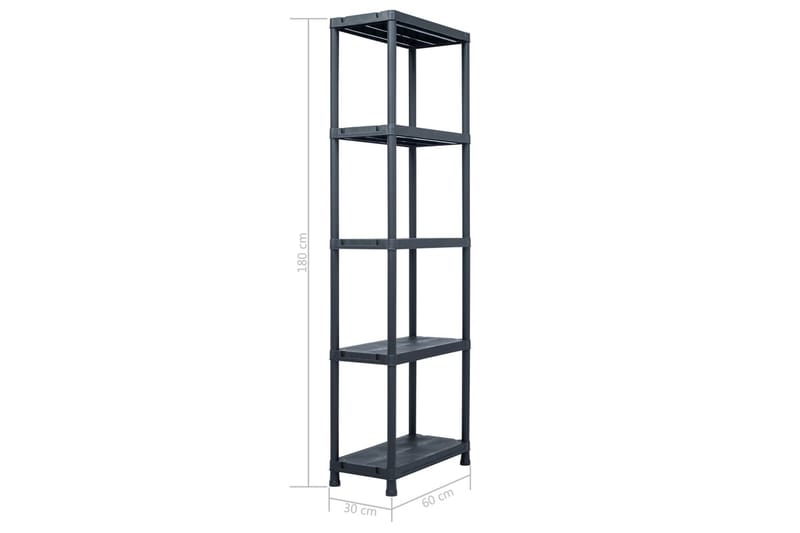 Opbevaringsreoler 5 Stk. 125 Kg 60 X 30 X 180 Cm Plastik - Sort - Opbevaring - Hylder & Reoler - Opbevaringshylde - Lagerhykde