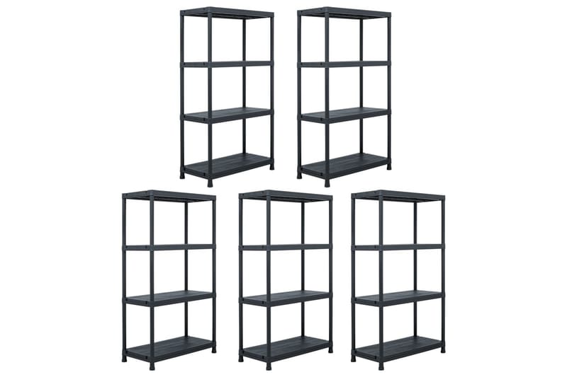 Opbevaringsreoler 5 Stk. 60 X 30 X 138 Cm Plastik Sort - Sort - Opbevaring - Hylder & Reoler - Opbevaringshylde - Lagerhykde