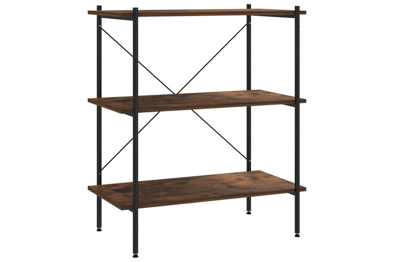 reol med 3 hylder 80x40x92 cm sort og mørkt træ - Sort - Opbevaring - Hylder & Reoler - Opbevaringshylde - Lagerhykde