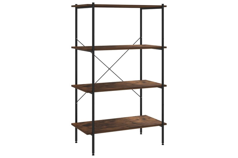 reol med 4 hylder 80x40x130 cm sort og mørkt træ - Sort - Opbevaring - Hylder & Reoler - Opbevaringshylde - Lagerhykde