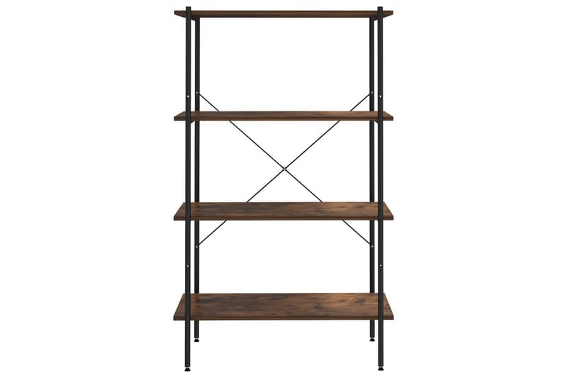 reol med 4 hylder 80x40x130 cm sort og mørkt træ - Sort - Opbevaring - Hylder & Reoler - Opbevaringshylde - Lagerhykde