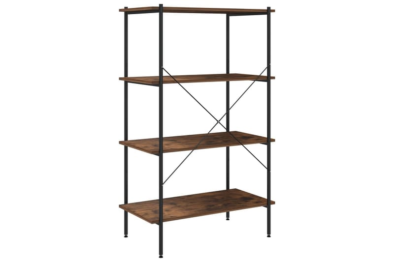 reol med 4 hylder 80x40x130 cm sort og mørkt træ - Sort - Opbevaring - Hylder & Reoler - Opbevaringshylde - Lagerhykde