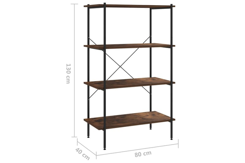 reol med 4 hylder 80x40x130 cm sort og mørkt træ - Sort - Opbevaring - Hylder & Reoler - Opbevaringshylde - Lagerhykde