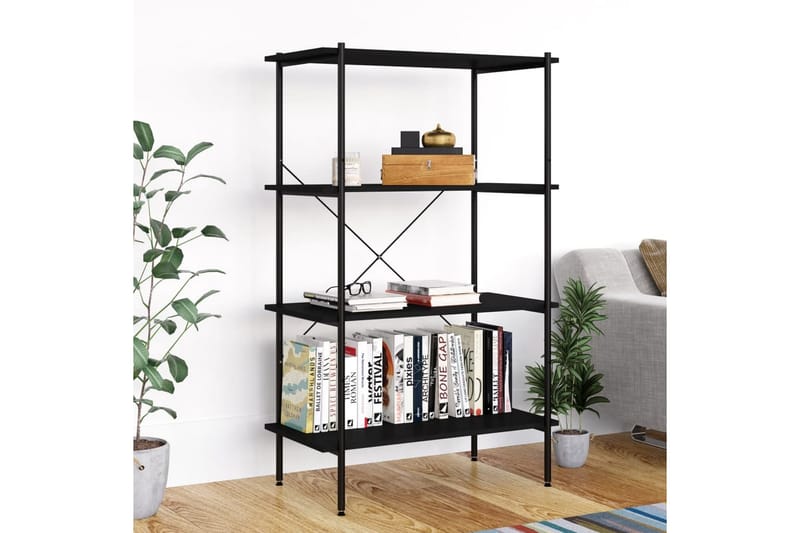 reol med 4 hylder 80x40x130 cm sort - Sort - Opbevaring - Hylder & Reoler - Opbevaringshylde - Lagerhykde