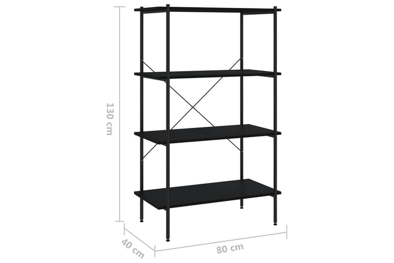 reol med 4 hylder 80x40x130 cm sort - Sort - Opbevaring - Hylder & Reoler - Opbevaringshylde - Lagerhykde