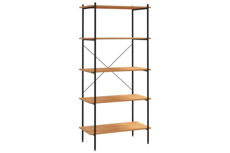 reol med 5 hylder 80x40x163 cm sort og egetræ - Sort - Opbevaring - Hylder & Reoler - Opbevaringshylde - Lagerhykde