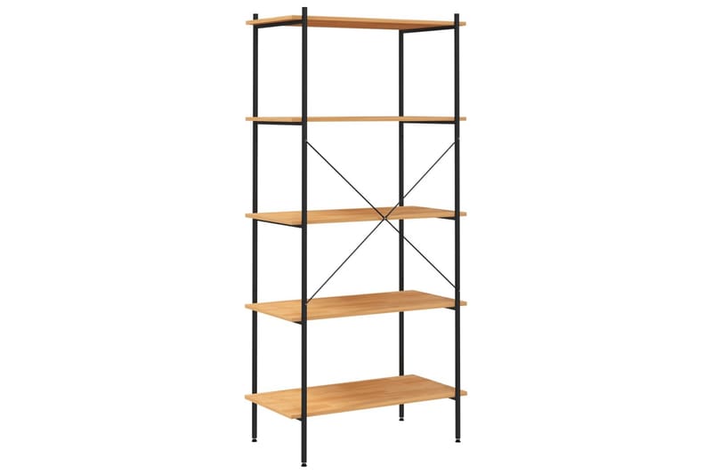 reol med 5 hylder 80x40x163 cm sort og egetræ - Sort - Opbevaring - Hylder & Reoler - Opbevaringshylde - Lagerhykde