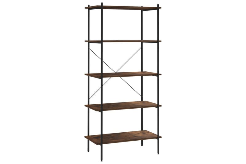 reol med 5 hylder 80x40x163 cm sort og mørkt træ - Sort - Opbevaring - Hylder & Reoler - Opbevaringshylde - Lagerhykde