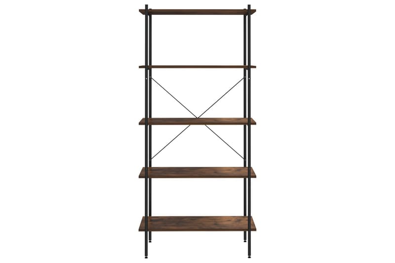 reol med 5 hylder 80x40x163 cm sort og mørkt træ - Sort - Opbevaring - Hylder & Reoler - Opbevaringshylde - Lagerhykde