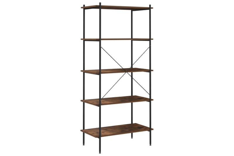reol med 5 hylder 80x40x163 cm sort og mørkt træ - Sort - Opbevaring - Hylder & Reoler - Opbevaringshylde - Lagerhykde