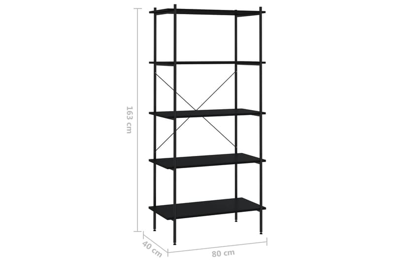 reol med 5 hylder 80x40x163 cm sort - Sort - Opbevaring - Hylder & Reoler - Opbevaringshylde - Lagerhykde