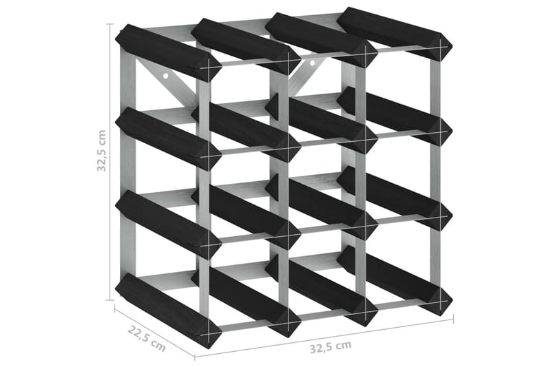 vinreol til 12 flasker massivt fyrretræ sort - Sort - Vinstativ & vinhylde