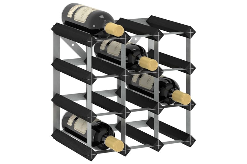 vinreol til 12 flasker massivt fyrretræ sort - Sort - Vinstativ & vinhylde