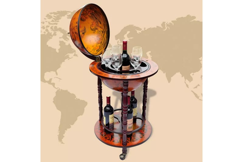 Globusbarskab Træ - Brun - Vinstativ & vinhylde