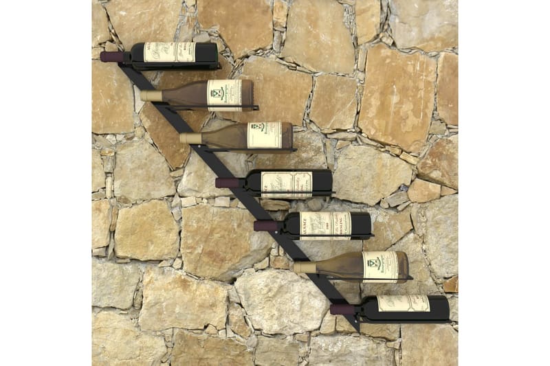 Væghængt Vinreol Til 7 Flasker Metal Sort - Vinstativ & vinhylde