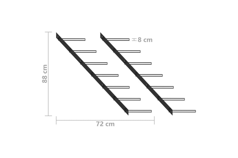 Væghængte Vinreoler 2 Stk. Til 14 Vinflasker Metal Sort - Vinstativ & vinhylde