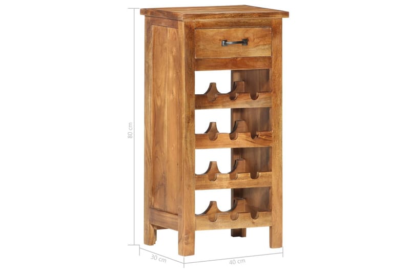 Vinreol 40x30x80 cm Massivt Akacietræ - Brun - Opbevaring - Hylder & Reoler - Opbevaringshylde - Vinstativ & vinhylde