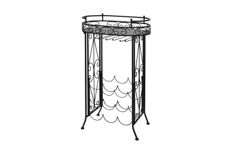 Vinreol Med Glasholder 9 Flasker Metal - Sort - Opbevaring - Hylder & Reoler - Opbevaringshylde - Vinstativ & vinhylde
