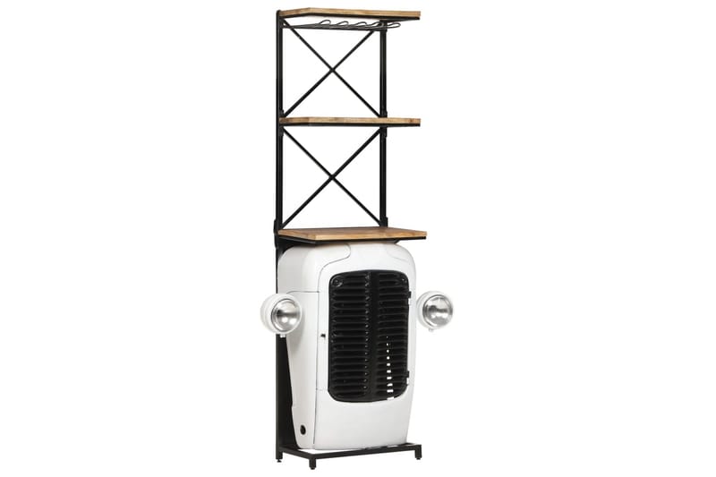 Vinreol med traktordel 49x31x170 cm ru mangotræ hvid - Hvid - Opbevaring - Hylder & Reoler - Opbevaringshylde - Vinstativ & vinhylde