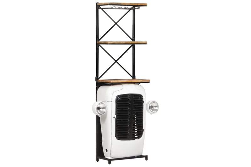 Vinreol med traktordel 49x31x170 cm ru mangotræ hvid - Hvid - Opbevaring - Hylder & Reoler - Opbevaringshylde - Vinstativ & vinhylde