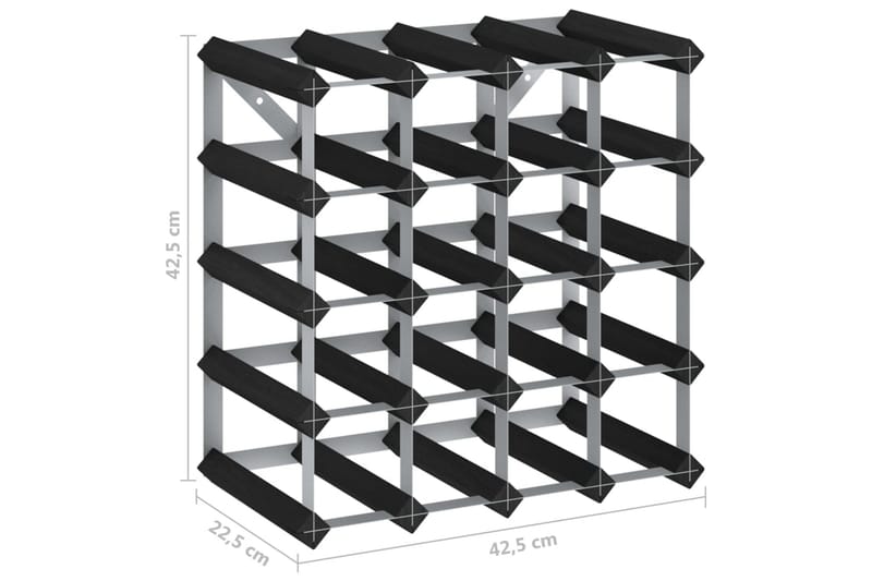 vinreol til 20 flasker massivt fyrretræ sort - Sort - Opbevaring - Hylder & Reoler - Opbevaringshylde - Vinstativ & vinhylde