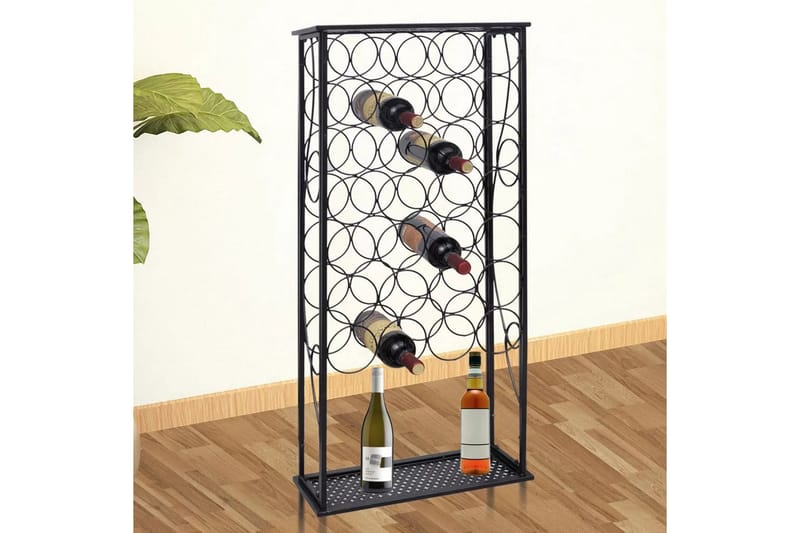Vinreol Til 28 Flasker Metal - Sort - Opbevaring - Hylder & Reoler - Opbevaringshylde - Vinstativ & vinhylde