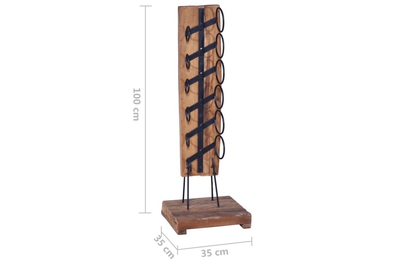 Vinreol Til 6 Flasker 35x35x100 cm Massivt Teaktræ - Vinstativ & vinhylde