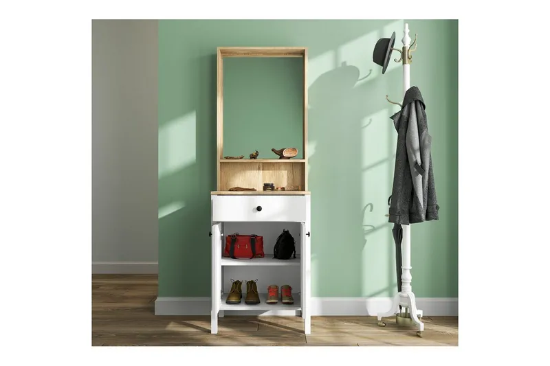 Orlan Fristående Hyllplan 190 cm - Natur/Hvid - Møbler - Entrémøbler - Møbelsæt til hall og entre